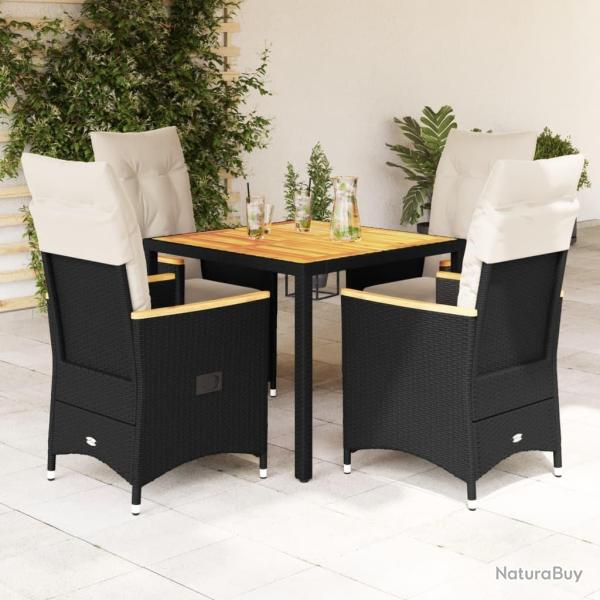 Ensemble � manger de jardin coussins 5pcs Noir R�sine tress�e