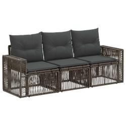Ensemble de canap&eacute; de jardin 3 pcs Gris et Gris fonc&eacute; polyrotin