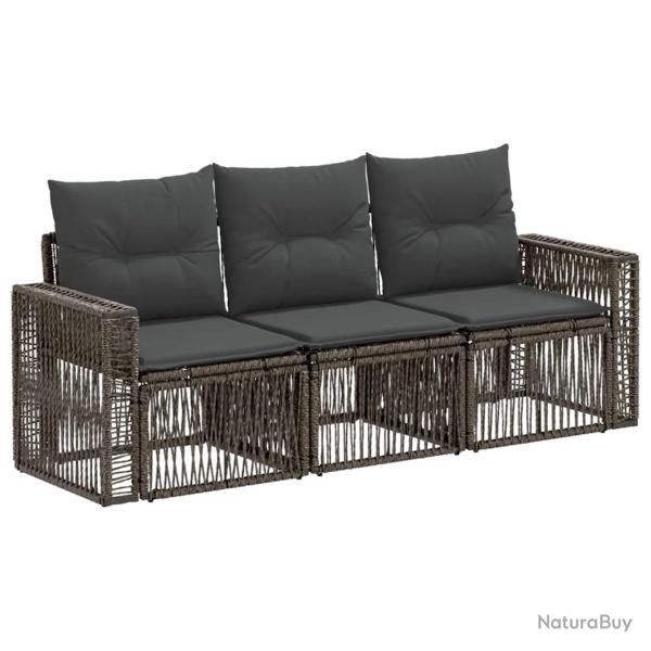 Ensemble de canap� de jardin 3 pcs Gris et Gris fonc� polyrotin