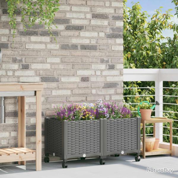 Jardini�re avec Roues Gris clair 80 x 40 x 48 cm PP