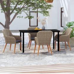 Ensemble &agrave; manger de jardin et coussins 5 pcs Marron