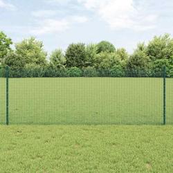 Cl&ocirc;ture en fil soud&eacute; avec poteaux 50 x 0,8 m Vert Maille