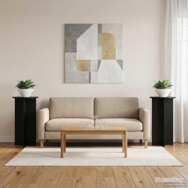Support de Plante 2 pcs Noir 40 x 40 x 80 cm Bois d'ing�nierie
