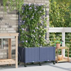 Porte-plante de jardin avec irrigation et roues 2 pc Gris PP