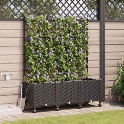 Porte-plante de jardin avec irrigation et roues 3 pc Marron PP