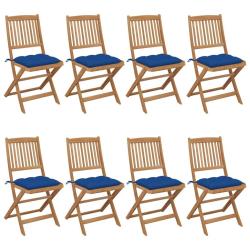 Chaises pliables de jardin lot de 8 avec coussins Bois d'acacia