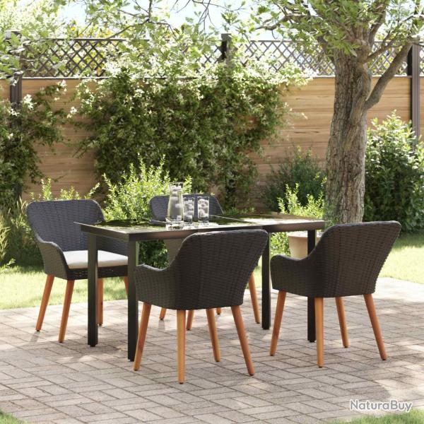 Ensemble de salle � manger pour jardin 5 pcs Noir polyrotin