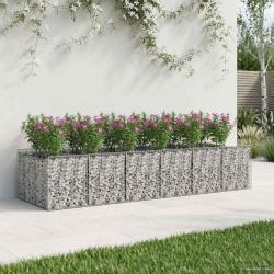 Lit sur&eacute;lev&eacute; gabion 2 pcs Argent&eacute;