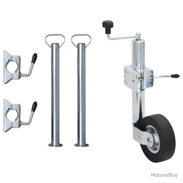 Cric � roue pour remorque 60 mm 2 tubes de soutien 3 pinces