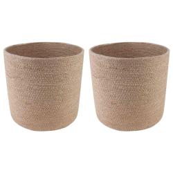 Ensemble de Pots &agrave; Plantes 2 pcs Naturel &Oslash; 28 x 28 cm