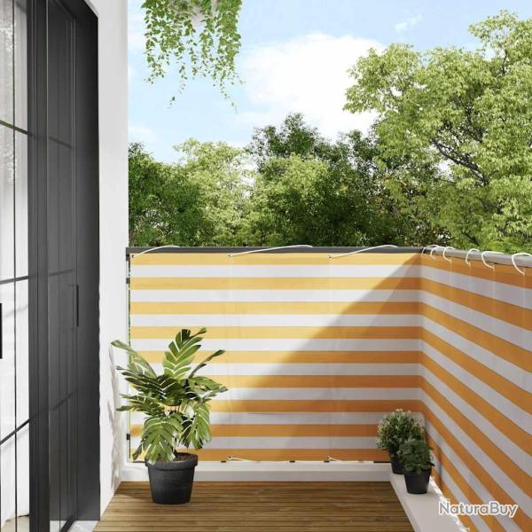 Paravent de balcon � rayures jaunes et blanches 120 x 1000 cm
