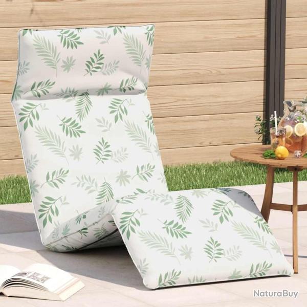 Transat pliant en tissu Oxford motif feuilles 175 x 54 x 8,5 cm