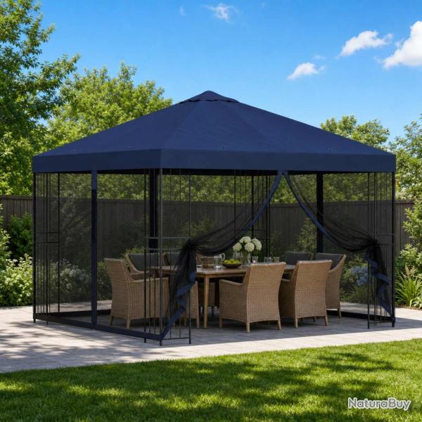 Abri de jardin avec parois 3 x 3 m Bleu Polyester et Acier