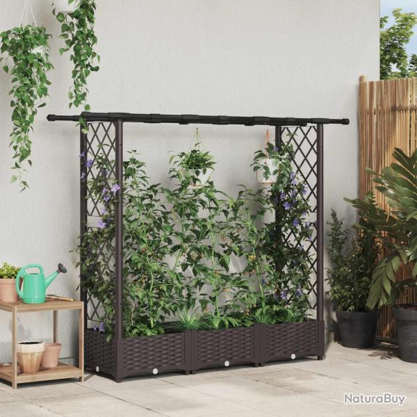 Lit �lev� avec Treillis et Toit Marron 164 x 40 x 121 cm PP