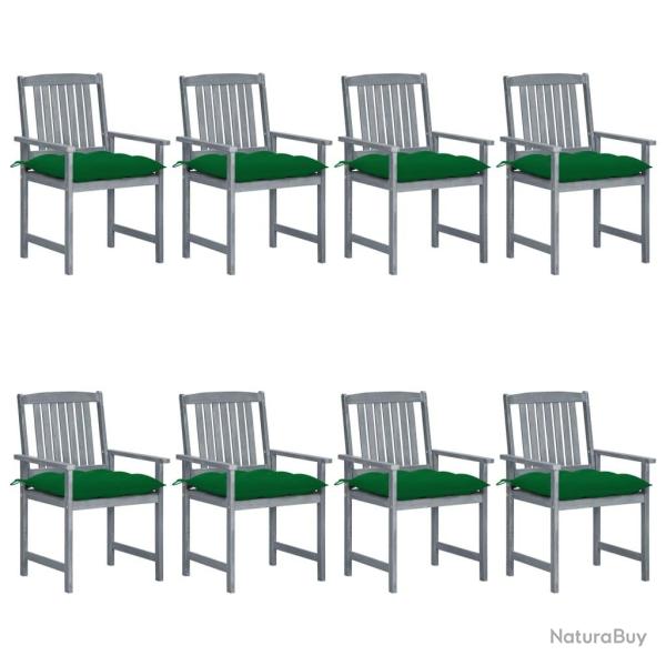 Chaises de jardin et coussins lot de 8 Bois acacia solide Gris