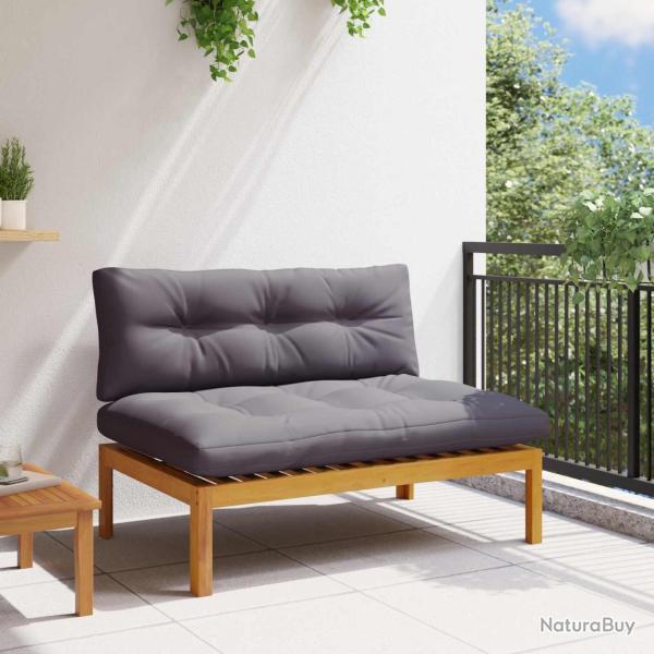 Unit� de canap� du milieu Gris Naturel et Fonc� Bois d'acacia