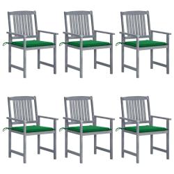 Chaises de jardin et coussins lot de 6 Bois acacia massif Gris