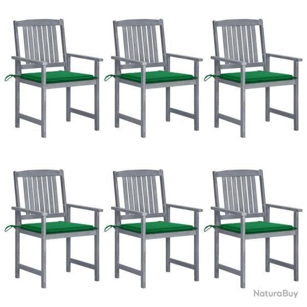 Chaises de jardin et coussins lot de 6 Bois acacia massif Gris