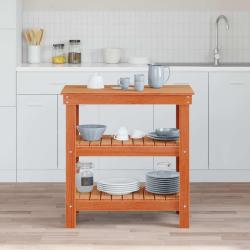&Eacute;tabli avec &eacute;tag&egrave;re Brun cire 78,5 x 50 x 80 cm Pin massif