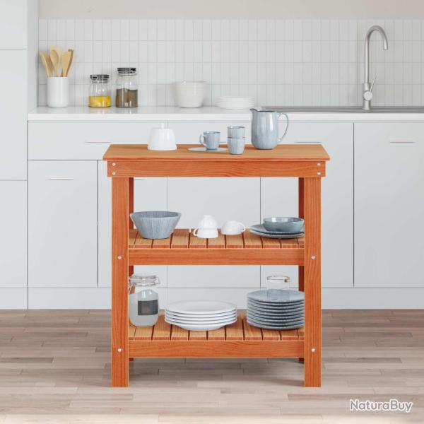 �tabli avec �tag�re Brun cire 78,5 x 50 x 80 cm Pin massif