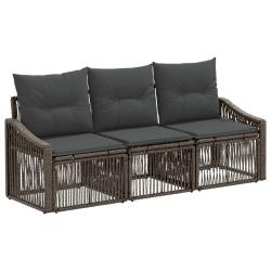 Ensemble de canap&eacute; de jardin 3 pcs Gris polyrotin