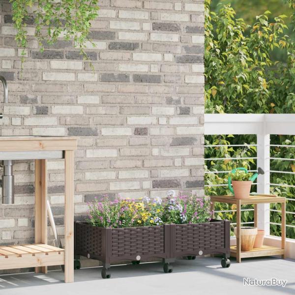 Jardini�re avec Roues Marron 80 x 40 x 29 cm PP