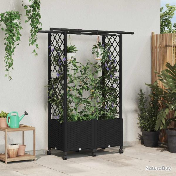 Lit �lev� avec Treillis et Toit Noir 124,5 x 40 x 142 cm PP