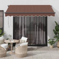 Auvent r&eacute;tractable automatique avec LED marron 350x250 cm