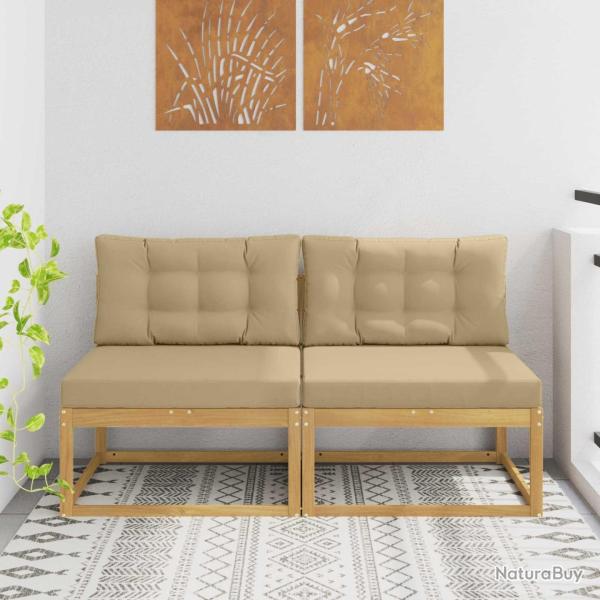 2 Pi�ce Sofa de milieu ext�rieur Polyester Blanc