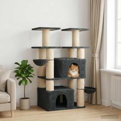 Arbre &agrave; chat avec poteaux &agrave; griffer en sisal 2 pc Gris fonc&eacute;