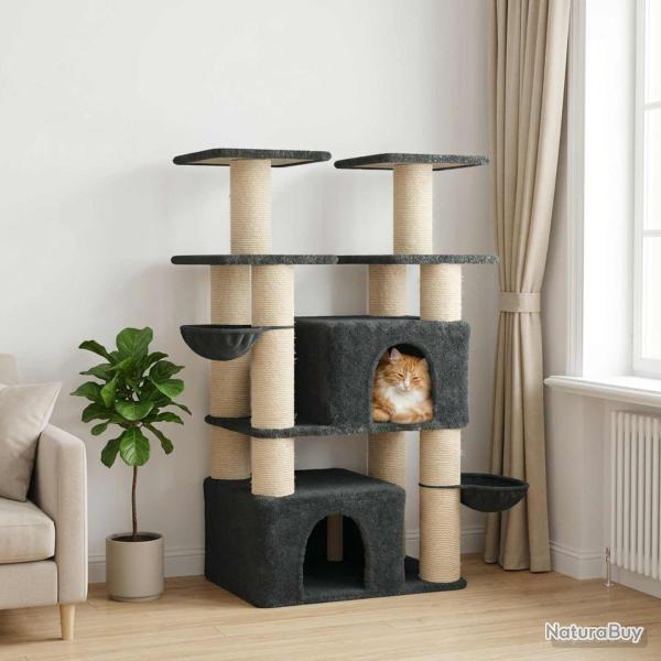 Arbre � chat avec poteaux � griffer en sisal 2 pc Gris fonc�