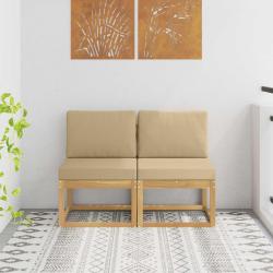 2 Pi&egrave;ce Sofa de milieu ext&eacute;rieur Bois d'Acacia Massif Blanc