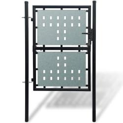 Portail de cl&ocirc;ture noir &agrave; une porte 100x125 cm