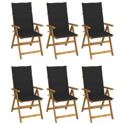 Chaises pliables de jardin lot de 6 avec coussins Bois d'acacia