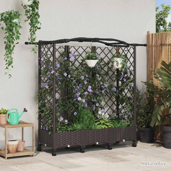 Lit �lev� avec Treillis et Toit Marron 163 x 40 x 129 cm PP