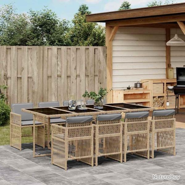 Ensemble � manger de jardin et coussins 9 pcs m�lange beige