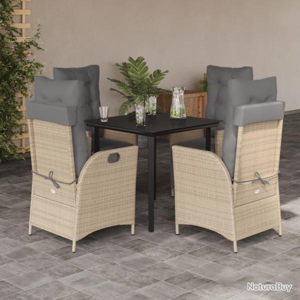 Ensemble � manger de jardin coussins 5 pcs m�lange beige rotin
