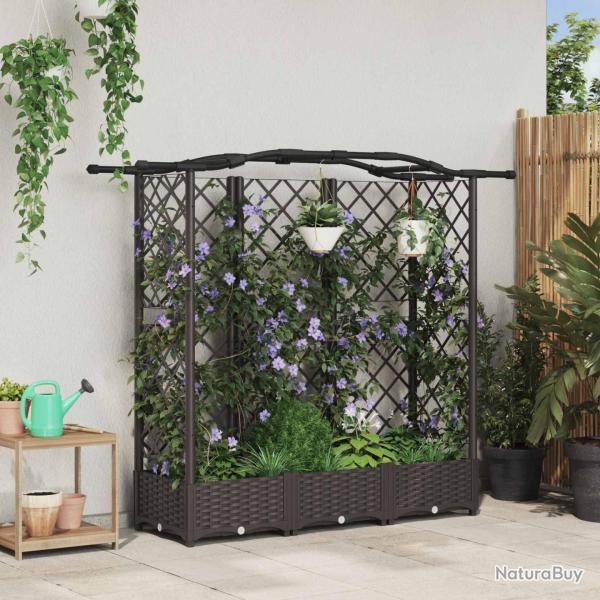 Lit �lev� avec Treillis et Toit Marron 163 x 40 x 123 cm PP