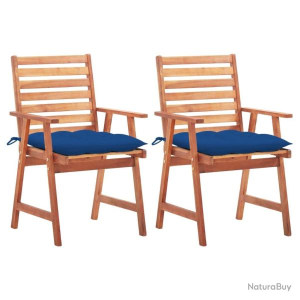 Chaises � manger d'ext�rieur lot de 2 et coussins Acacia massif