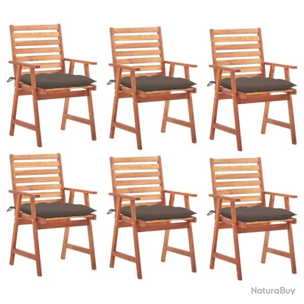 Chaises � manger d'ext�rieur lot de 6 et coussins Acacia massif