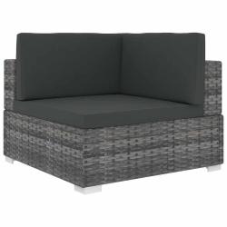 Chaise d'angle sectionnelle avec coussins r&eacute;sine tress&eacute;e gris