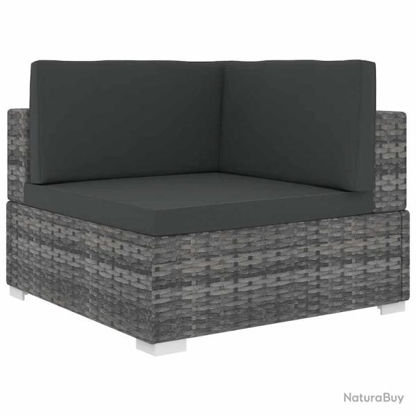 Chaise d'angle sectionnelle avec coussins r�sine tress�e gris