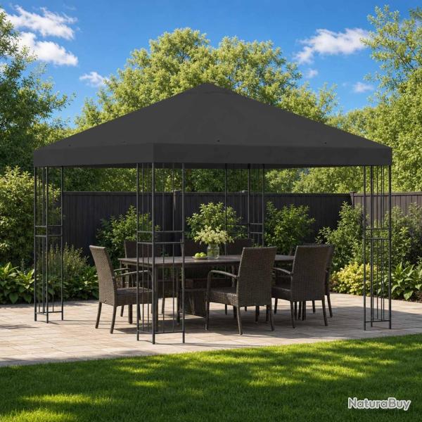 Pavillon 3 x 3 m Anthracite Polyester et Acier 190 gsm