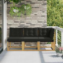 Canap&eacute; d'ext&eacute;rieur milieu et coin avec coussin 3 Pi&egrave;ce Blanc