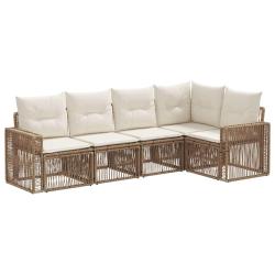 Ensemble de canap&eacute; de jardin 5 pcs Beige et blanc cr&egrave;me