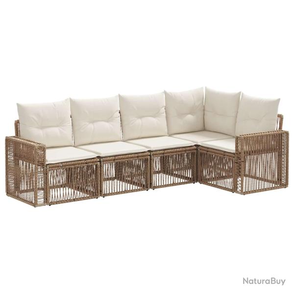 Ensemble de canap� de jardin 5 pcs Beige et blanc cr�me