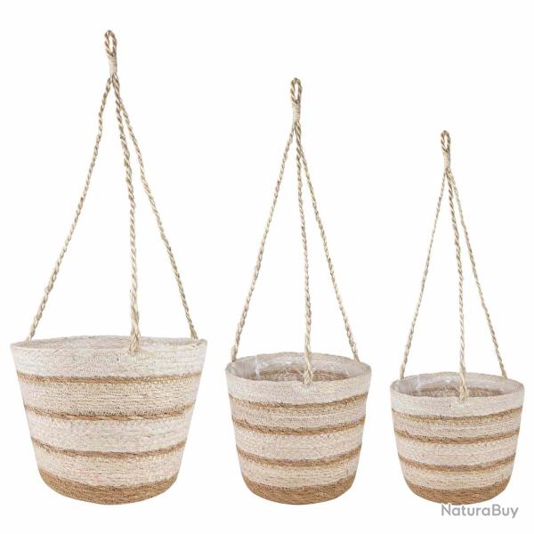 Paniers � plantes en herbe de mer 3 pcs Naturel, Blanc et Beige