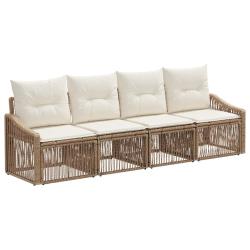 Ensemble de canap&eacute; de jardin 4 pcs Beige polyrotin