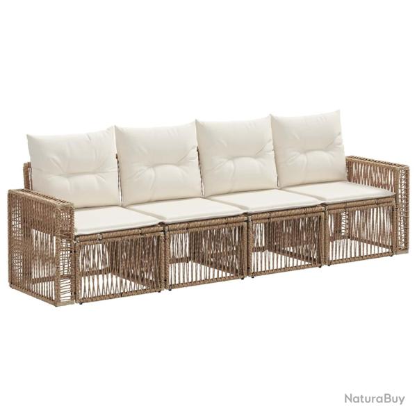 Ensemble de canap� de jardin 4 pcs Beige et blanc cr�me
