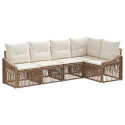 Ensemble de canap&eacute; de jardin 5 pcs Beige polyrotin